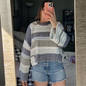 Sincerely Jules Gray and Cream Striped Sweater